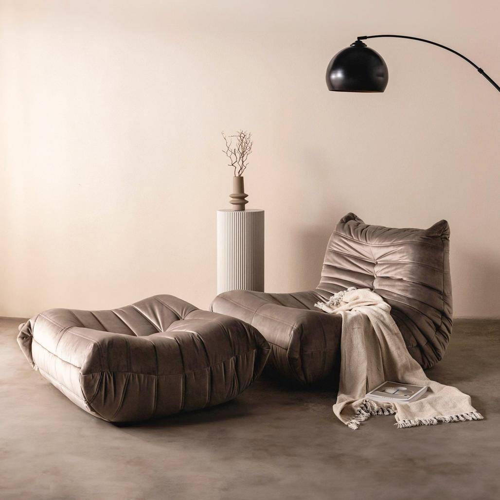 Poltrona Lounge LIBELLULE, marrone-grigio, velluto
