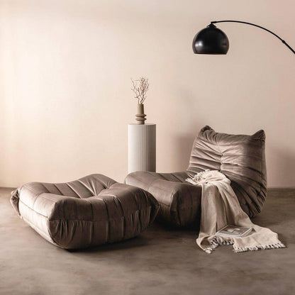 Poltrona Lounge LIBELLULE, marrone-grigio, velluto