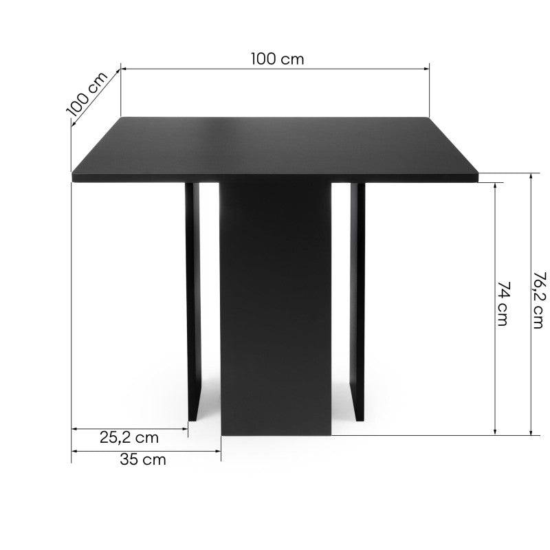 Esstisch ASPER 100 cm, quadratisch, schwarz