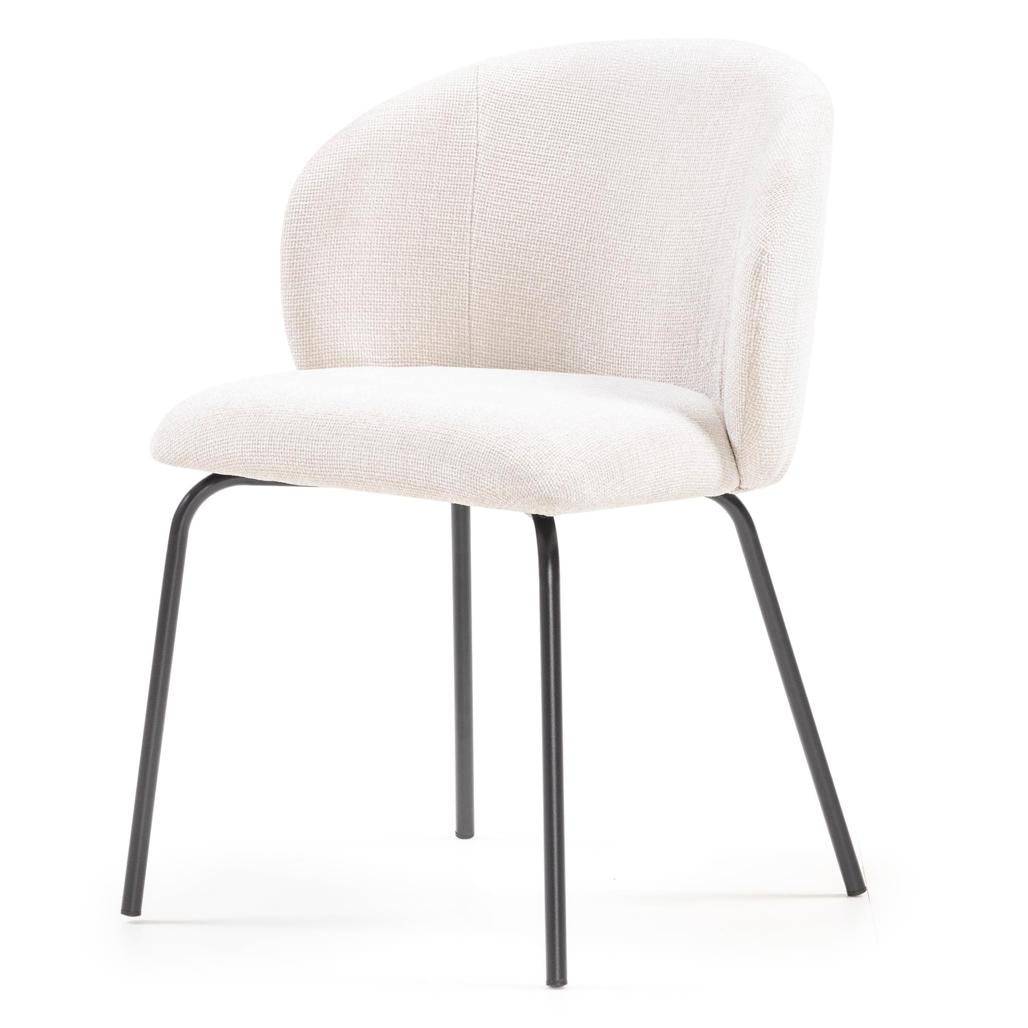 Sedia da pranzo LUEUR, beige chiaro, gambe nere
