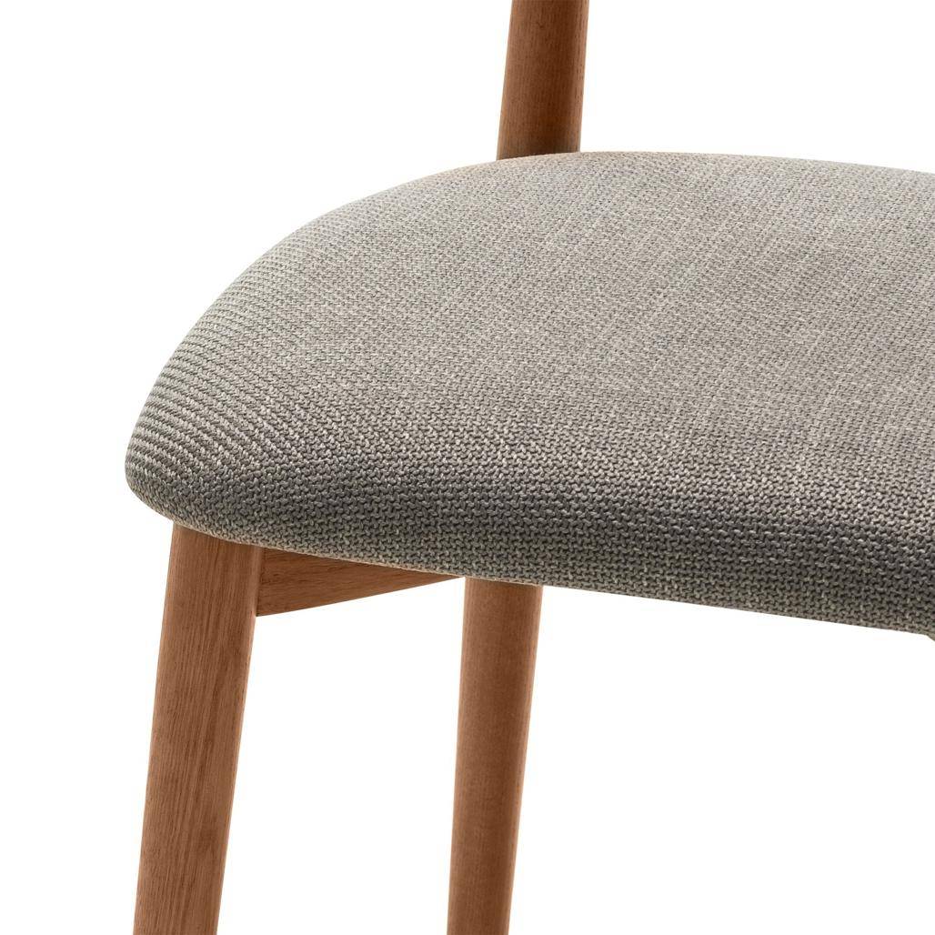 Sedia rivestita MIA, grigio scuro/noce