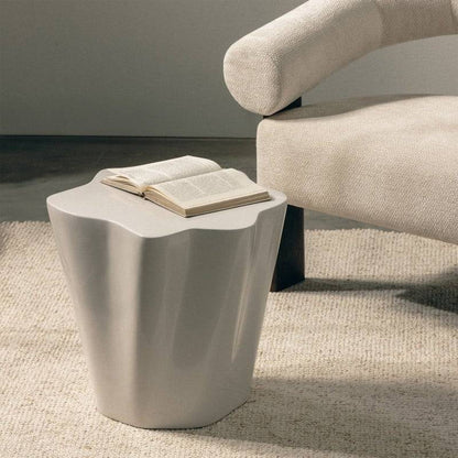 Tavolino Laterale FIOR 49 cm, Grigio-Beige, Lucido