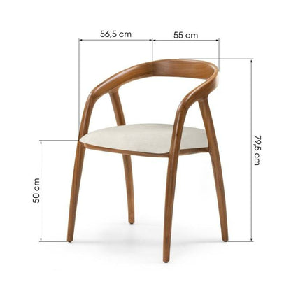 Sedia ONDE, legno naturale/crema, teak