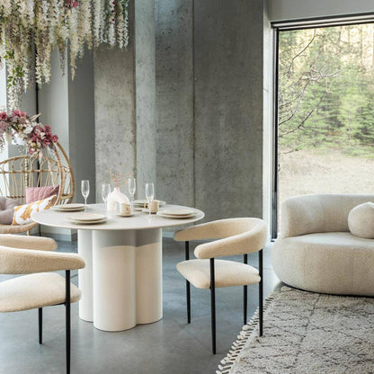 Tavolo da pranzo rotondo COLONA, grigio-beige