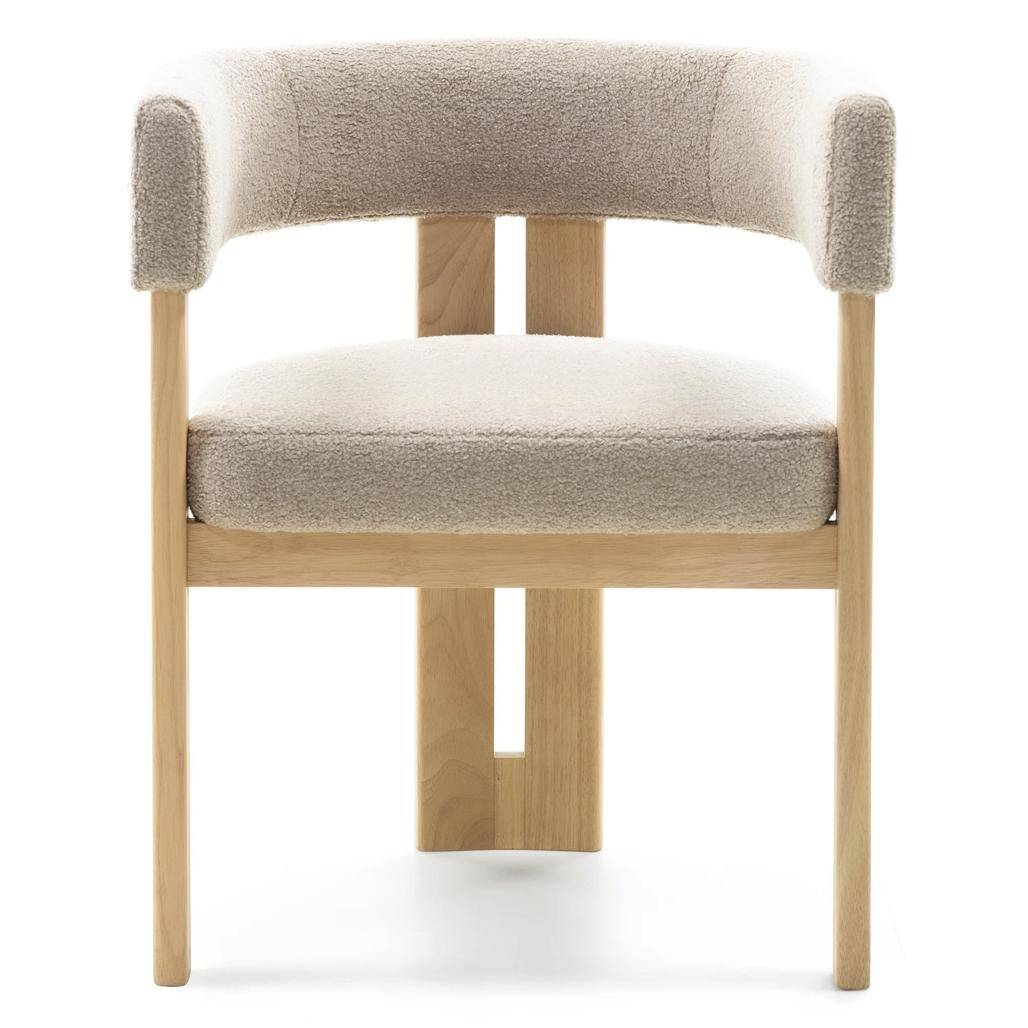 Sedia da Pranzo HARRIS, Legno, Crema Boucle