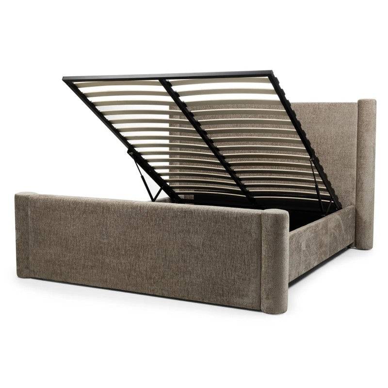 Letto ZENNA imbottito 160x200 cm, beige con contenitore