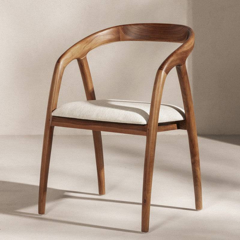 Sedia ONDE, legno naturale/crema, teak