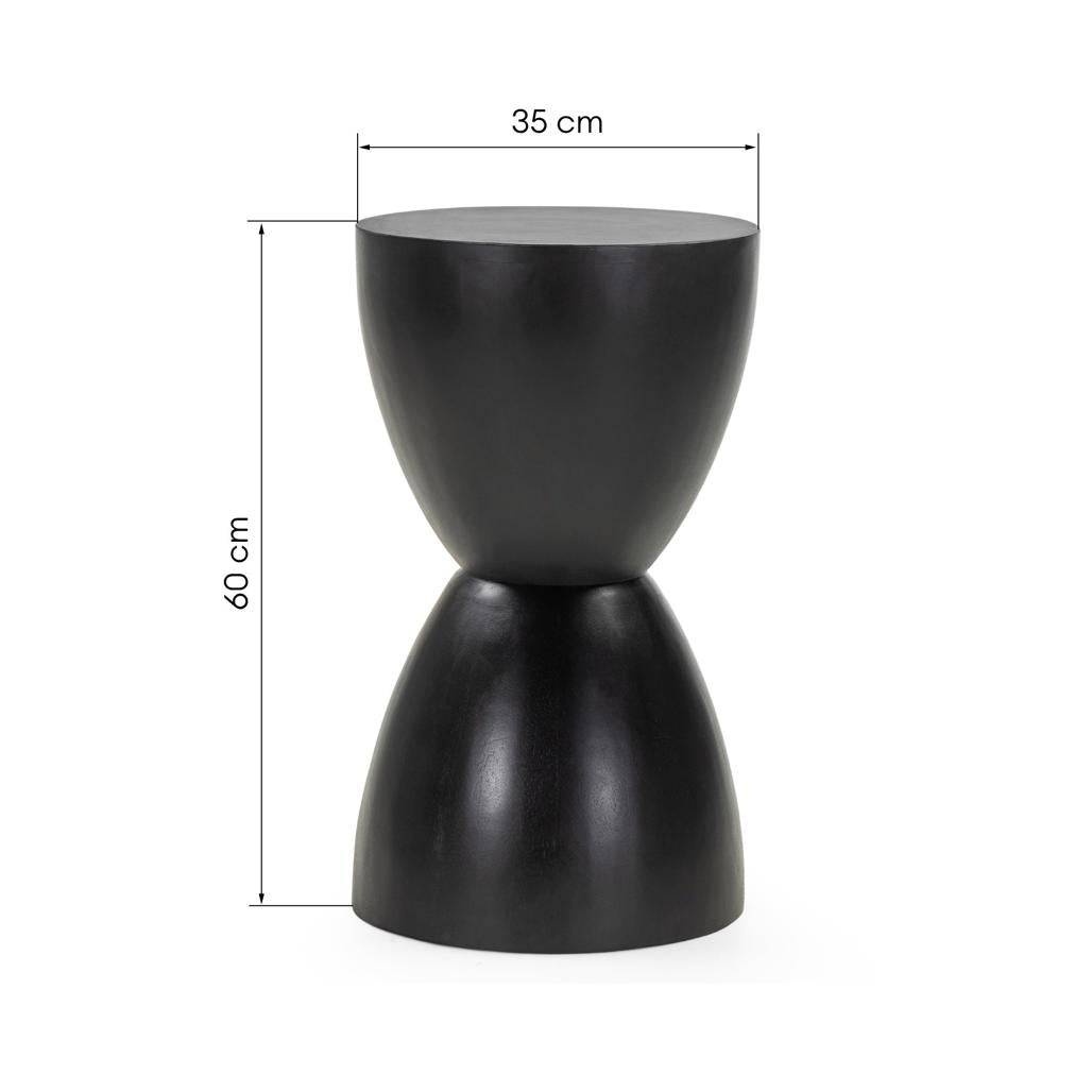 Tavolino Laterale HORSA 35 cm, Nero, Legno di Mango