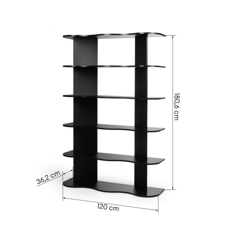 Scaffale RHIO alto nero con bordi ondulati