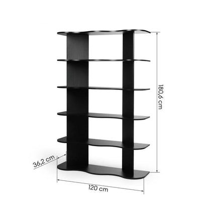 Scaffale RHIO alto nero con bordi ondulati