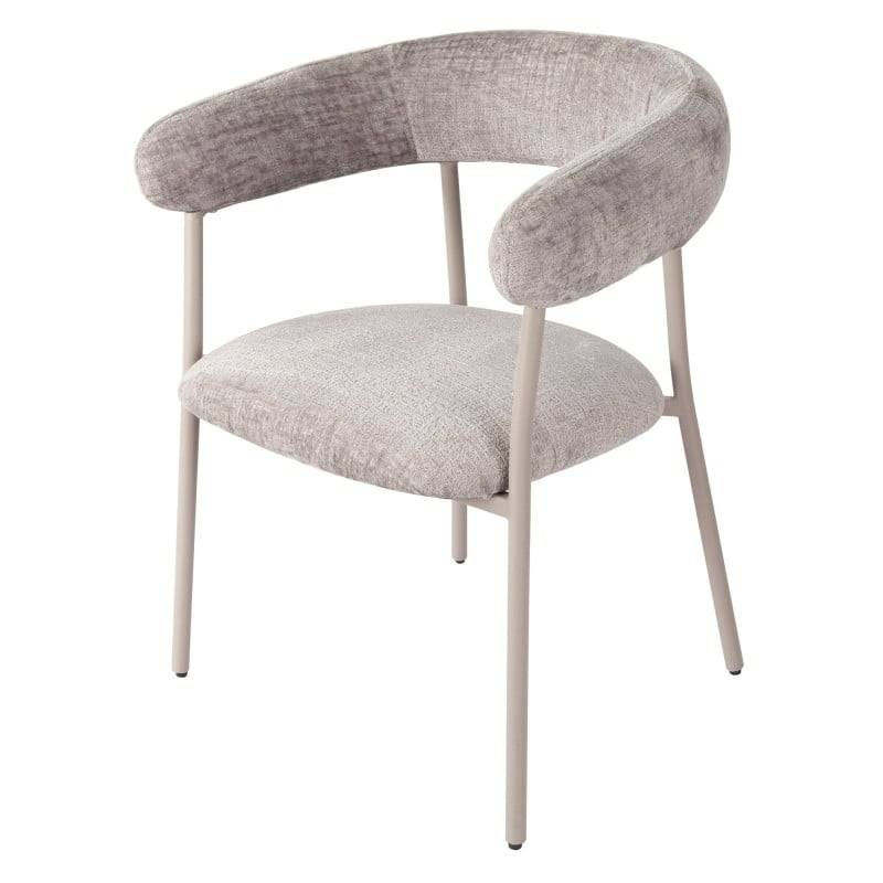 Sedia MALUA rivestita grigio scuro con gambe color crema