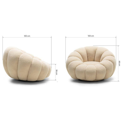 Poltrona girevole LOEL beige, bouclé, forme arrotondate