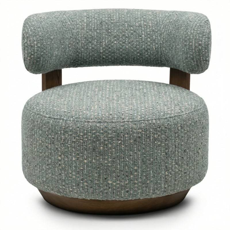 Lounge-Sessel MARABELL, abgerundete Formen, blau-beige/Nussbaum