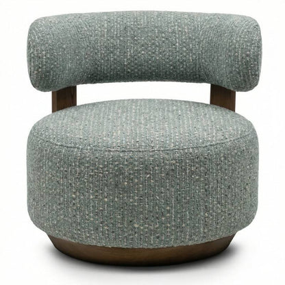 Lounge-Sessel MARABELL, abgerundete Formen, blau-beige/Nussbaum