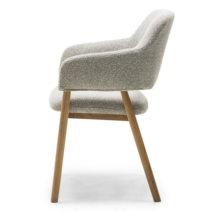 Sedia imbottita LORA, grigio chiaro, bouclé/quercia