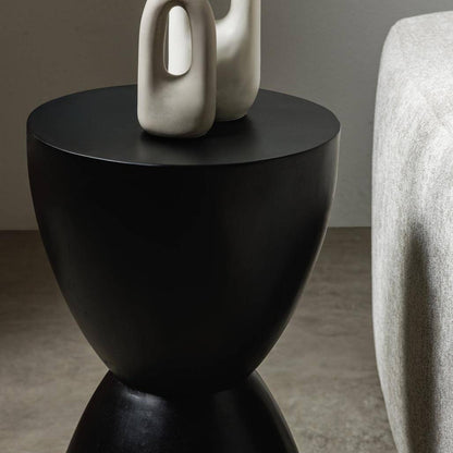 Tavolino Laterale HORSA 35 cm, Nero, Legno di Mango