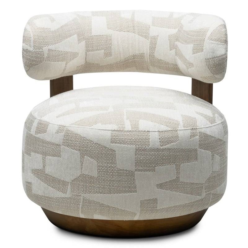 Sessel MARABELL, abgerundete Formen, beige/creme, Nussbaum