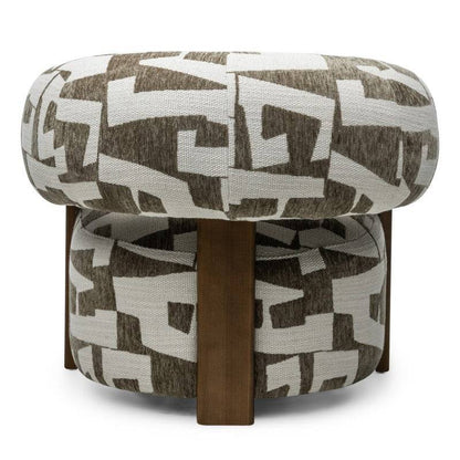 Sessel ANNABEL, olive-creme/nussbaum, abgerundete Formen