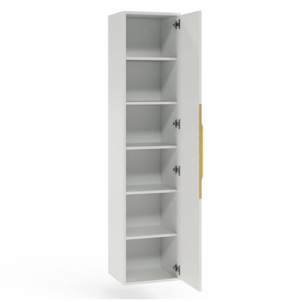Mobile bagno ANVERS, rigato, maniglia oro, bianco