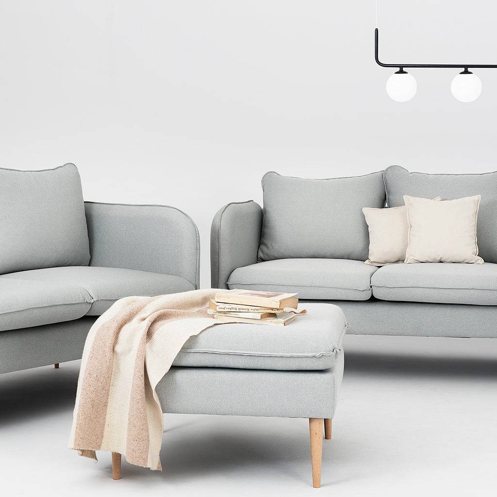 3-Sitzer-Sofa POSH WOOD – Platin, Naturholz