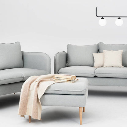 3-Sitzer-Sofa POSH WOOD – Platin, Naturholz