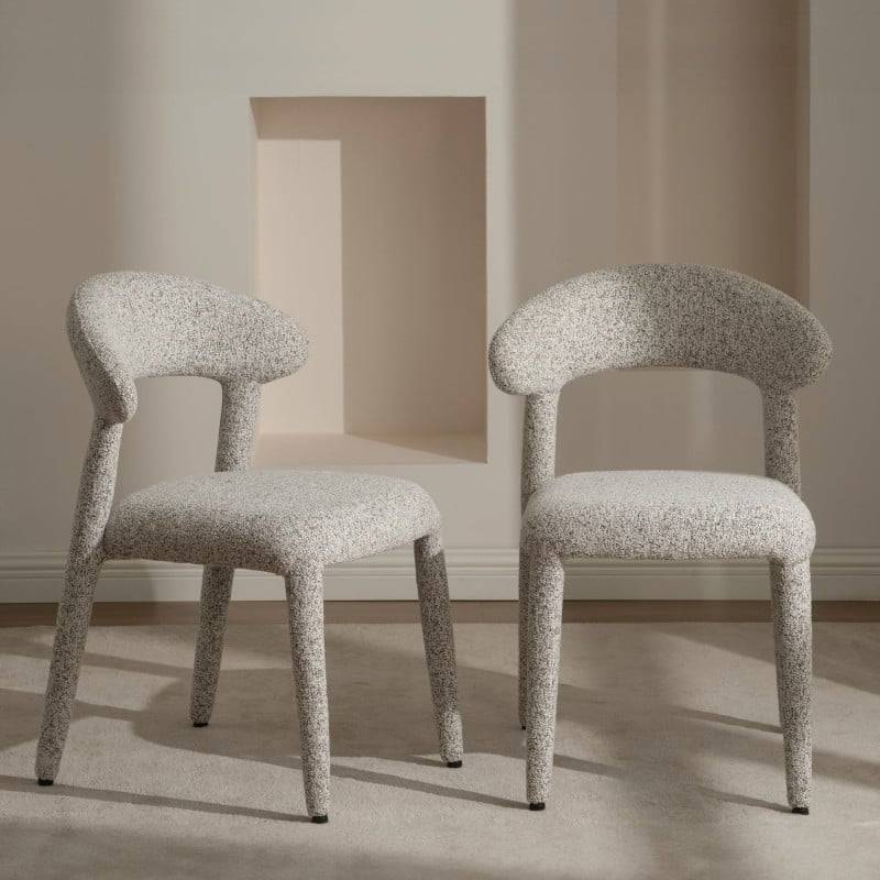 Sedia imbottita IROKIH, melange beige-grigio