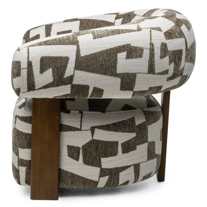 Sessel ANNABEL, olive-creme/nussbaum, abgerundete Formen