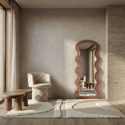 Specchio SELLEG 177x75 cm, forma organica, beige mousse