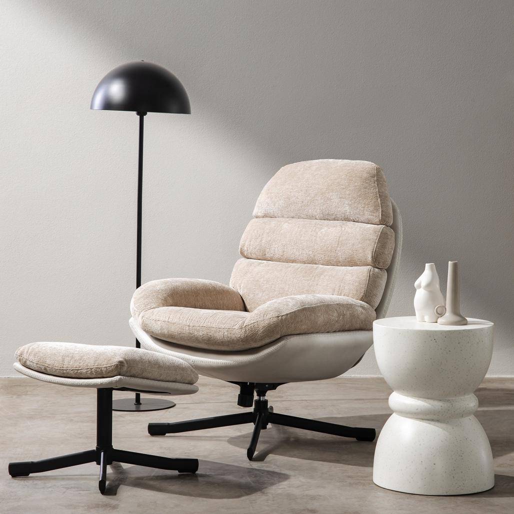 Poltrona Girevole UNO, beige con poggiapiedi