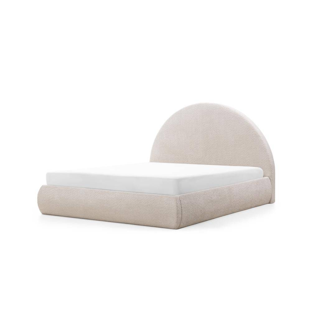 Polsterbett MIMIQ 140x200 cm Beige mit abgerundetem Kopfteil