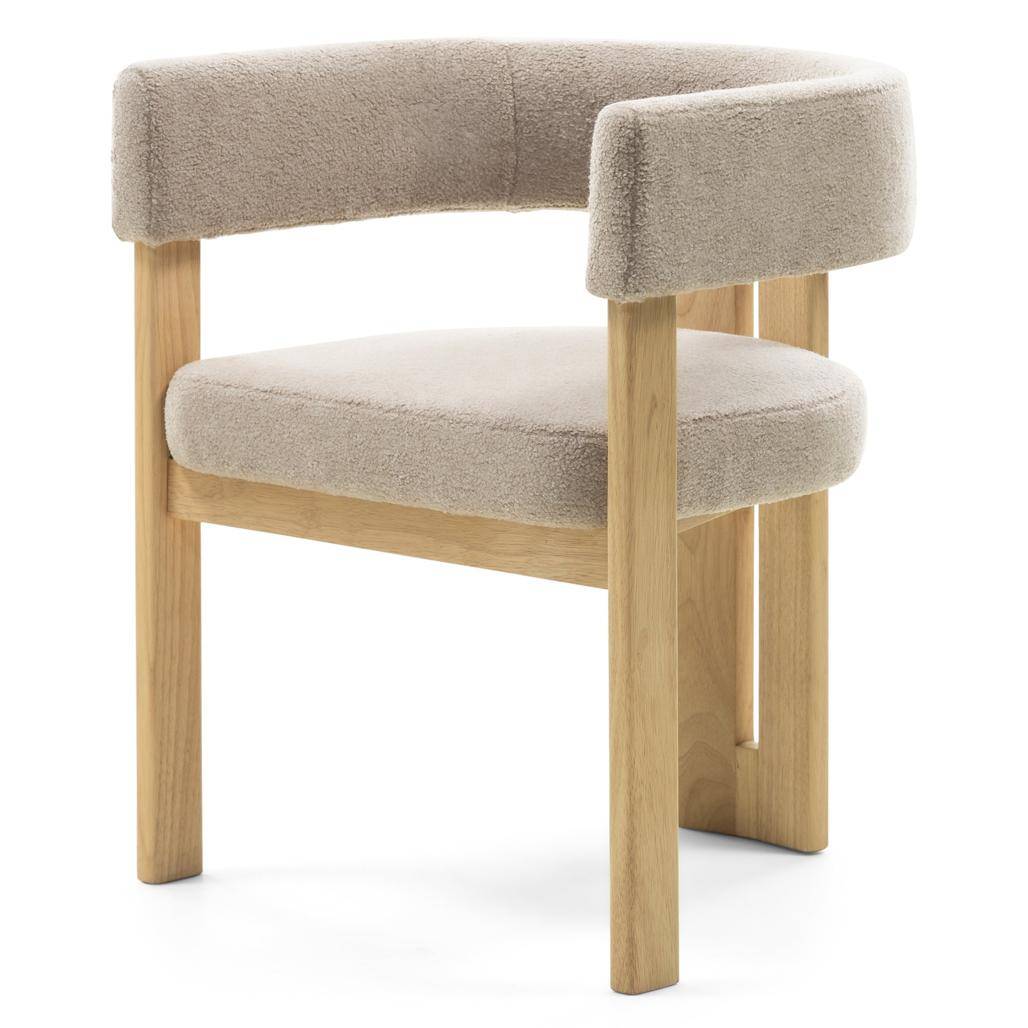 Sedia da Pranzo HARRIS, Legno, Crema Boucle