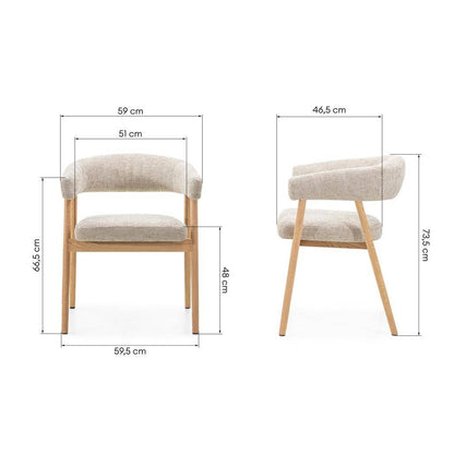 Gepolsterter Stuhl MUE, Beige/Eiche