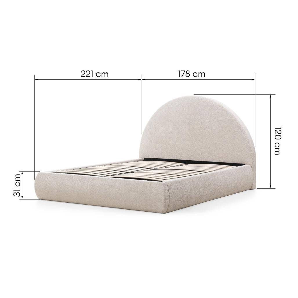 Letto rivestito MIMIQ 160x200 cm, con contenitore, beige