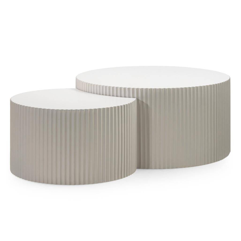 Couchtisch-Set ZOE geriffelt grau-beige