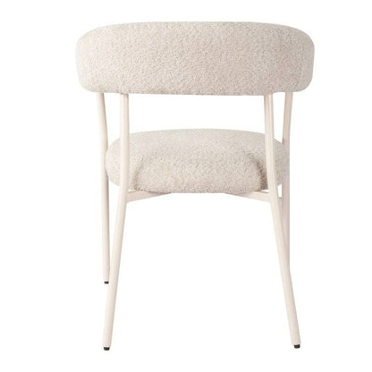 Stuhl MALUA, beige gepolstert, mit weißen Beinen