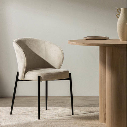 Esszimmerstuhl GUSTO, hellbeige, schwarze Beine