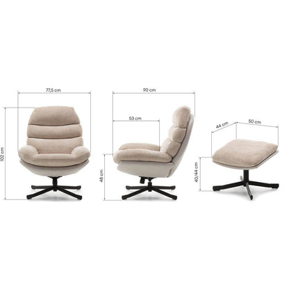Poltrona Girevole UNO, beige con poggiapiedi
