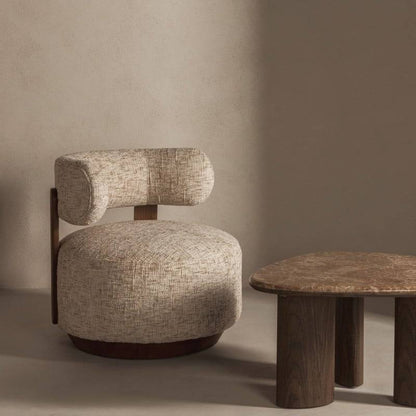 Loungesessel MARABELL, Beige-Grau/Nussbaum
