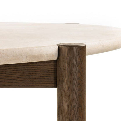 Tavolo da pranzo MOCHA 150 cm, rotondo, quercia moka/marmo