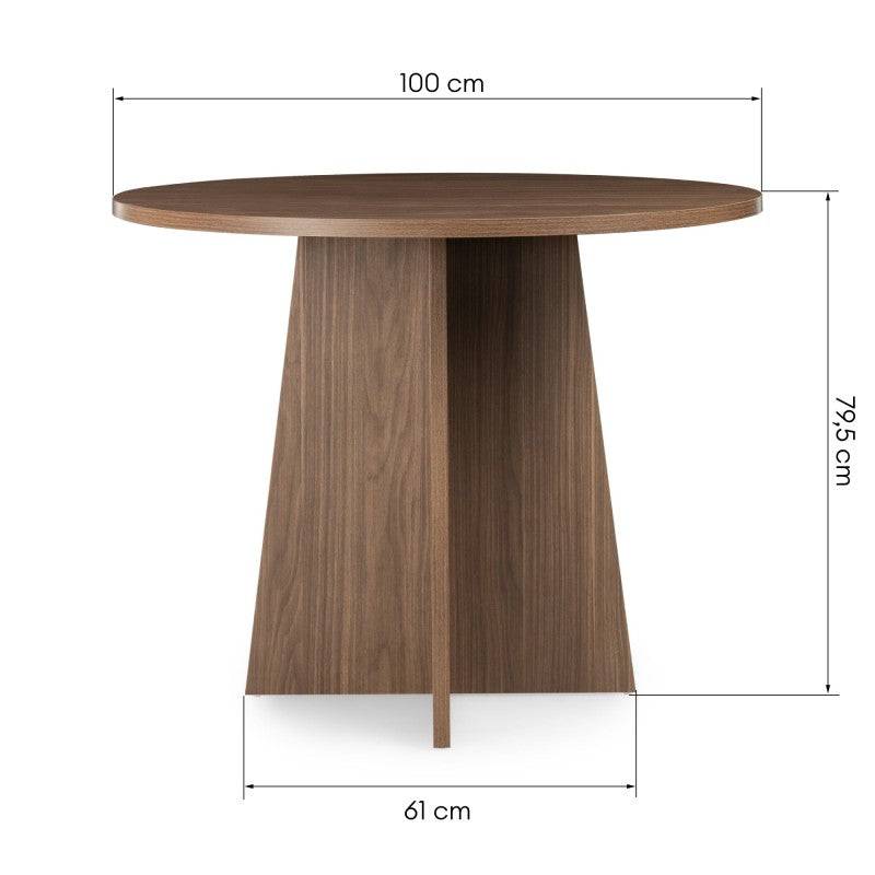 Tavolo da pranzo rotondo ERLOM 100 cm, noce Lincoln
