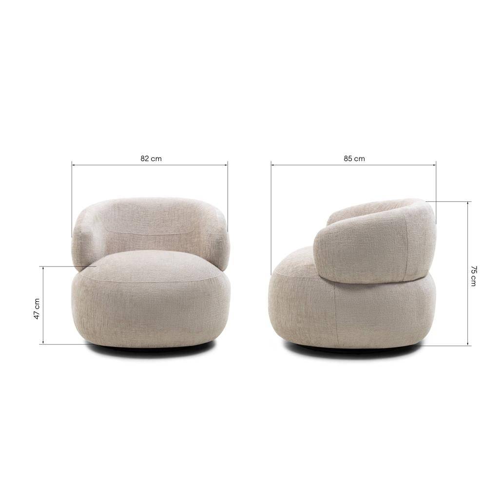 Drehbarer Sessel ORIEL, hellbeige, abgerundete Formen