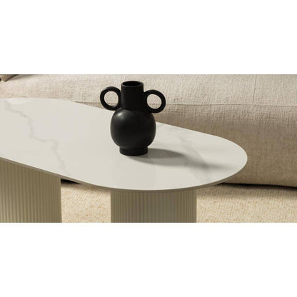 Tavolino da caffè 120 cm MARBELLA ovale effetto marmo