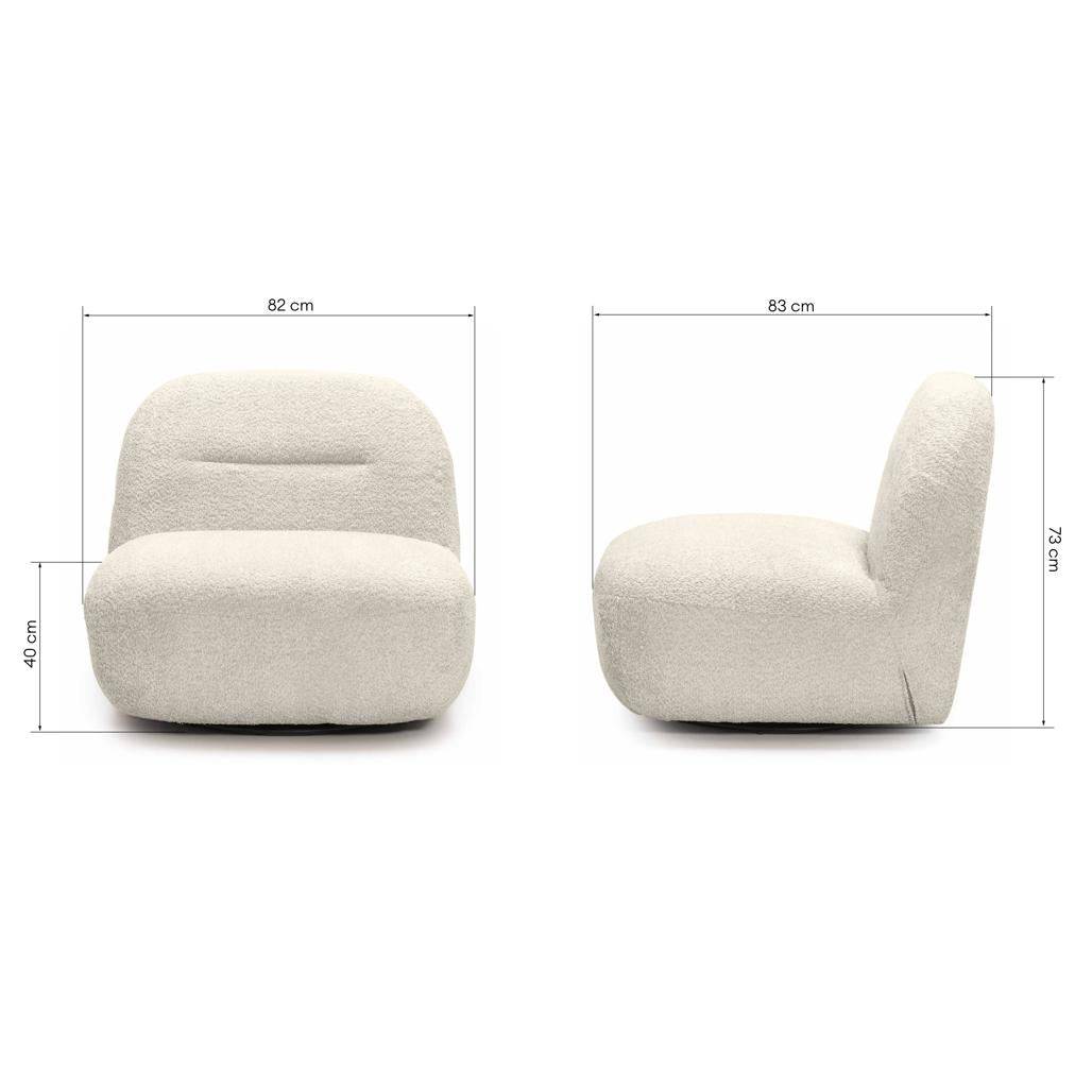 Poltrona lounge BOCHIC con base girevole, crema