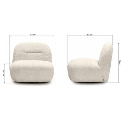 Poltrona lounge BOCHIC con base girevole, crema