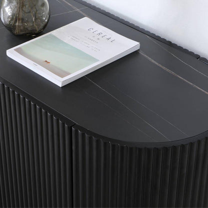 Kommode NOIR schwarz mit gerillter Oberfläche
