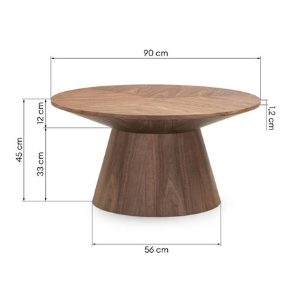 Tavolino da caffè rotondo 90 cm MARIEL, noce
