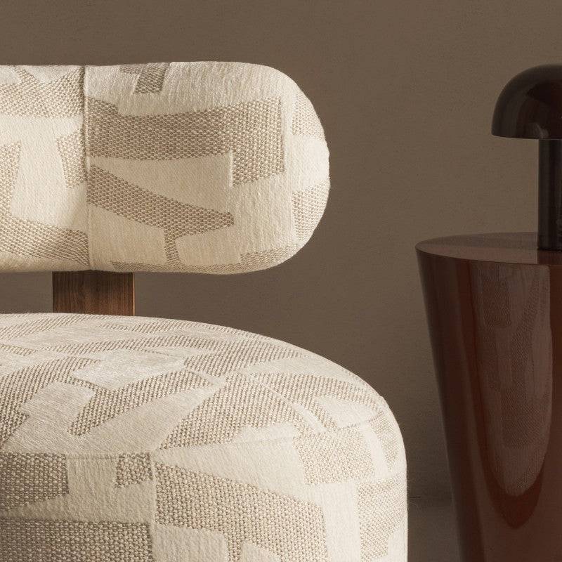 Sessel MARABELL, abgerundete Formen, beige/creme, Nussbaum