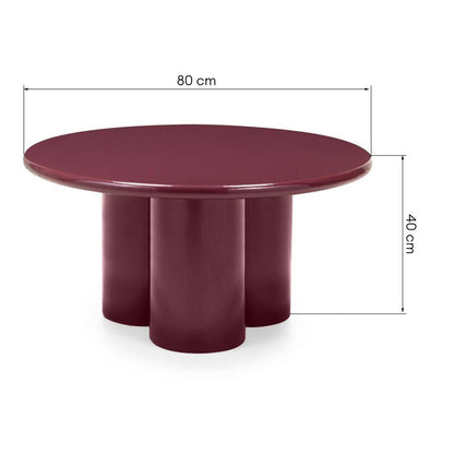 Tavolino BURGUN 80 cm, bordeaux, finitura lucida