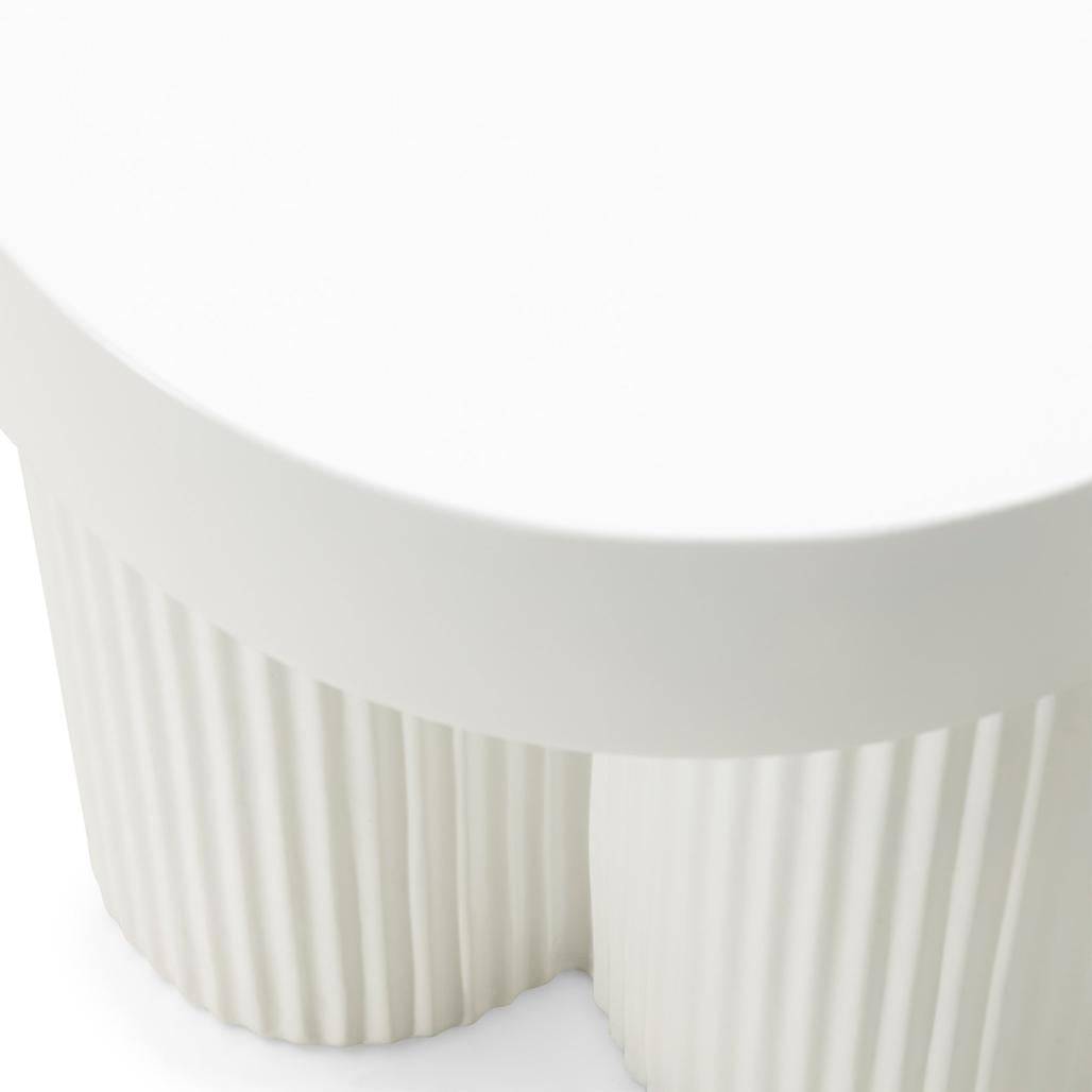 Tavolino RIGATO 45 cm, tondo, bianco, rigato