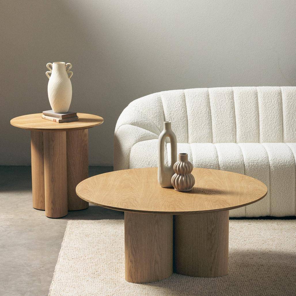 Couchtisch NAORA, rund, 100 cm, Wildeiche Natur